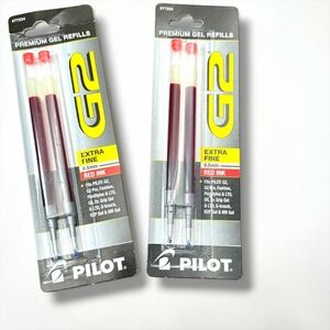 Pilot G2 Premium Gel Ink Refill Extra Fine 0.5mm Red Ink 2 Packs 4 Refills 77234